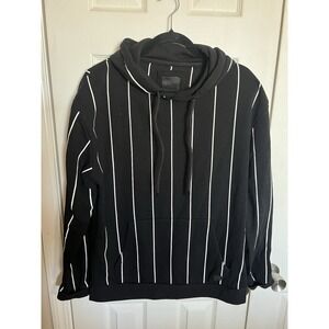 Denim & Flowers Ricky Singh Hoodie Stripped‎ Black And White XL